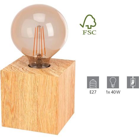 Eglo Tischleuchte Prestwick 2 holz 9,5 x 9,5 cm E27, max. 40 W Lampen (1/5)