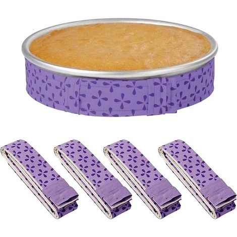 Backstreifen Set Kuchenformstreifen Für gleichmäßiges Backen Super saugfähige Baumwolle 4 teilig Lila (1/5)