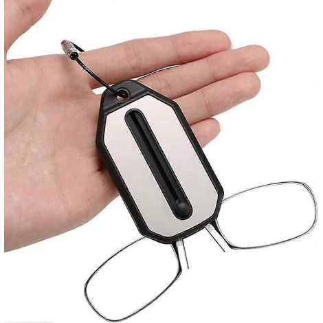 Lunettes de lecture avec pince-nez, mini porte-clés portable, branches antireflets, plaquettes nasales mates, lunettes de lecture pliables, conviennent aux femmes et aux hommes (250 degrés) (1/5)