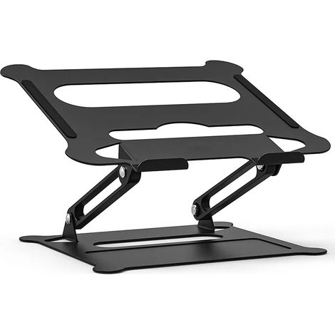 Soporte de portátil ergonómico, elevador de portátil desmontable, aleación de aluminio ligera, adecuado para escritorio, negro (1/5)