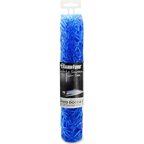Tappeto antiscivolo per vasca Mod. Mix in PVC 72 x 36 cm blu con ventose di sicurezza tappetino bagno doccia Blu 72x36 Cm