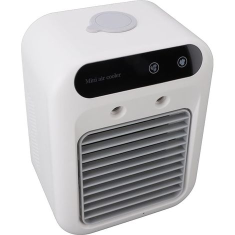 Mini climatiseur portable pour rafraîchir la maison : climatiseur évaporatif silencieux à eau, économe en énergie, avec minuterie, sûr et pratique. Design compact. (1/5)