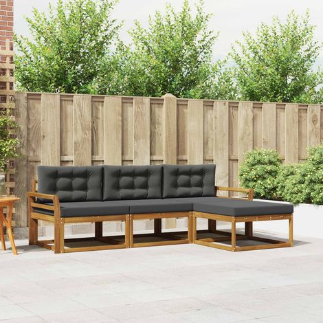 Outdoor-Sofagarnitur mit Kissen 4 pcs Natur und Anthrazit (1/5)