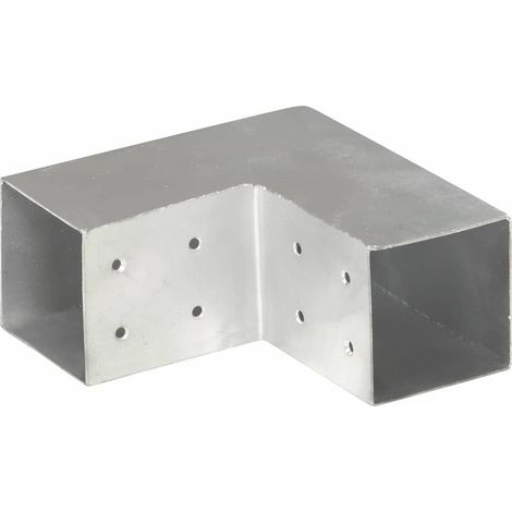 Connecteur de poteau en L pour poutres bois en métal galvanisé pré-percé 81 x 81 mm (1/5)