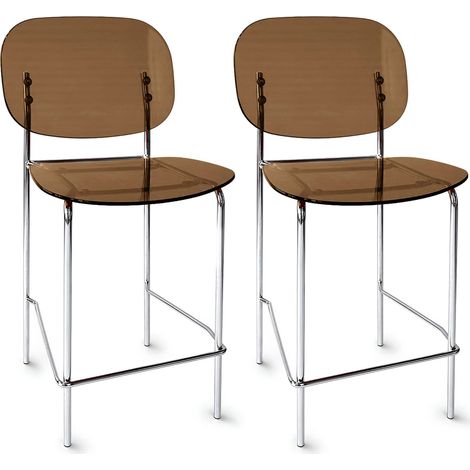 Lot de 2 chaises de bar en métal et résine acrylique, GLAM (1/4)