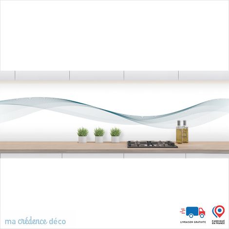 Crédence : Courbes 3 - Couleur Bleu nacré - Alu composite - 120 - 60 (1/3)