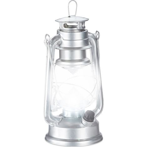 4 Faroles LED, Lámpara Vintage Decorativa, A pilas, Linterna Eléctrica Retro, Plateado