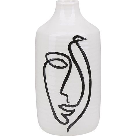 Blumenvase AENUS Steinzeug 22 cm Weiß
