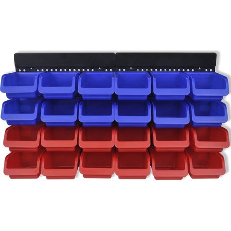 Caja de almacenaje estantes pared armario de herramientas combinado taller garaje azul y rojo 020003858 (1/4)