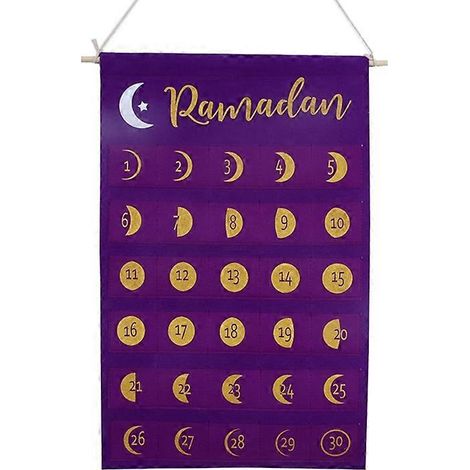 Ramadan-Adventskalender Eid Mubarak, Wanddekoration zum Aufhängen, islamischer Filzkalender für muslimische Haushalte, Party-Countdown.