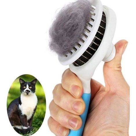 Katzenbürste, selbstreinigende Katzenbürste, entfernt abgestorbene Unterwolle, runde Massagebürste für Katzen und Hunde, zur Fellpflege (1/4)