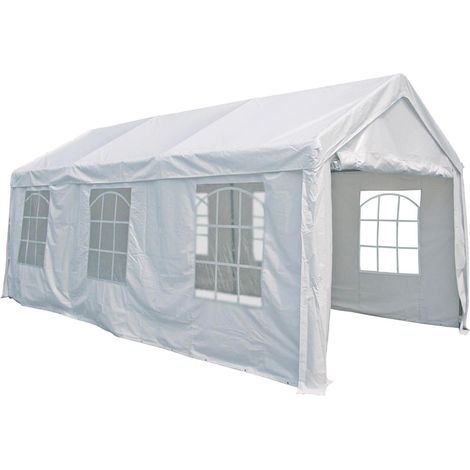 PARTY-ZELT, WEIß, 3 X 6 X 2,8M INCL. SEITENWÄNDEN (3 FENSTER)