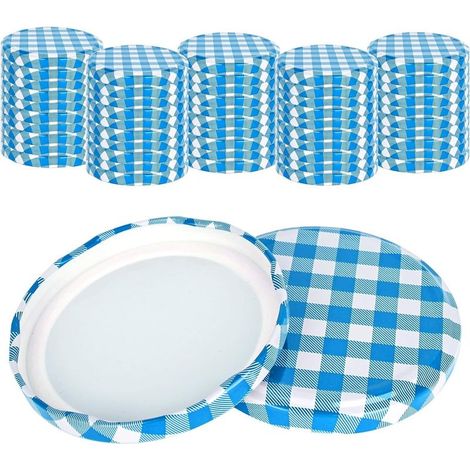– Lot de 50 couvercles à visser 82mm – Feuille d'étain et silicone alimentaire – Étanches pour bocaux de 230 à 565 ml – Conservation optimale des aliments (1/5)