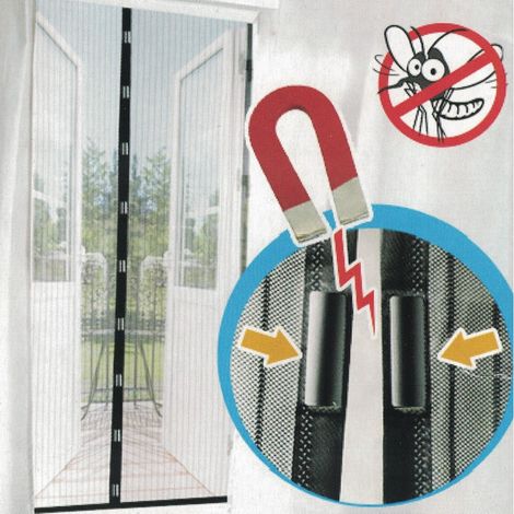 Zanzariera Magnetica con Chiusura Calamita Tenda Bianca Nera per Porta Finestra - Colore Nero (1/4)