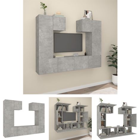 Holzwerkstoff - vidaXL 6-tlg. TV-Schrank-Set Betongrau Holzwerkstoff - Betonfarbe (1/5)