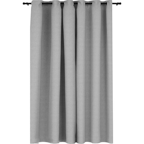 Tenda Oscurante Effetto Lino con Occhielli Grigio 290x245 cm DAS582659 (1/5)