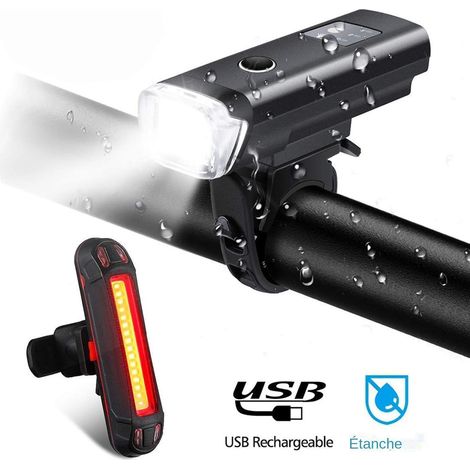Éclairage de vélo rechargeable, éclairage de vélo rechargeable haute luminosité (1/5)