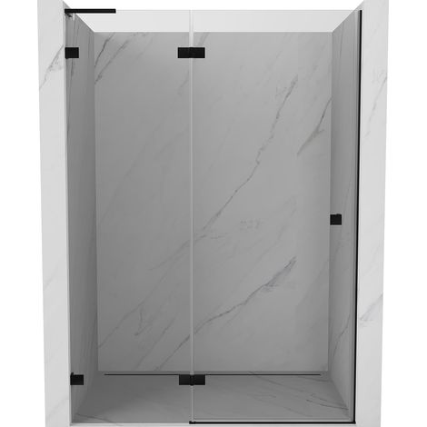 Mexen Lunar L porta doccia battente sinistra 130 cm, trasparente, nero - 834L-130-000-70-00-L (1/5)