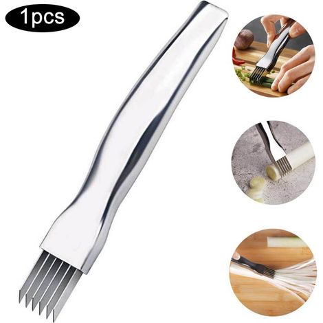 Couteau à déchiqueter en soie de cuisine Hachoir manuel en acier inoxydable pour oignons (1/5)