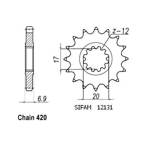 Pignon Minarelli 50 1999-2007 420 - 420 - 14 Dents - Similaire JTF1120