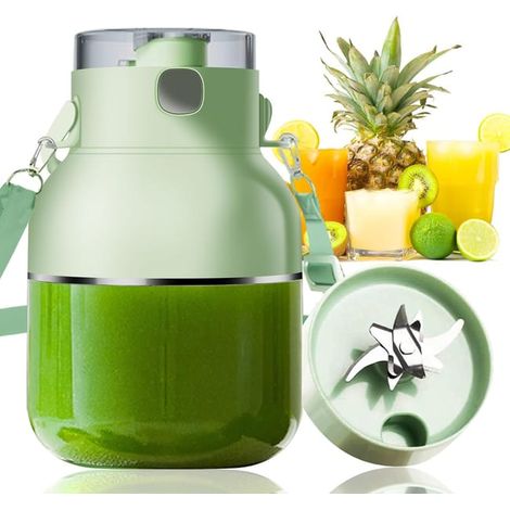 Mixeur à jus portable, lame en acier inoxydable 10 points, chargement USB, paille, grande capacité – Vert (SKU produit : 95995183 SKU Offre : lehua25.4.24-1.28) (1/5)