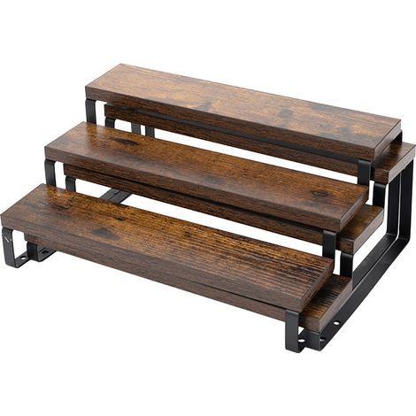 2-teiliges Gewürzregal aus Holz, 3-stufiges Gewürzregal, Küchenorganisator, Aufbewahrungsregal für Arbeitsplatte, Badezimmer, Büro (1/5)