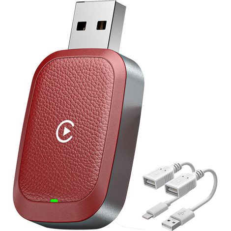 GARRYFIZH Dongle CarPlay sans fil (Rouge) , Connexion stable 5.0 GHz, réponse rapide , Connexion automatique, contrôle vocal , Compatible mise à jour OTA , Accessoire auto connecté (1/5)