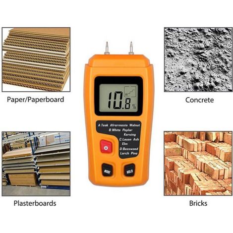 Testeur D'Humidité Bois - Écran LCD - Plage 0 À 99,9 % - Précision ±0,5 % - Pour Bois Papier Carton - 1 Pièce (1/4)