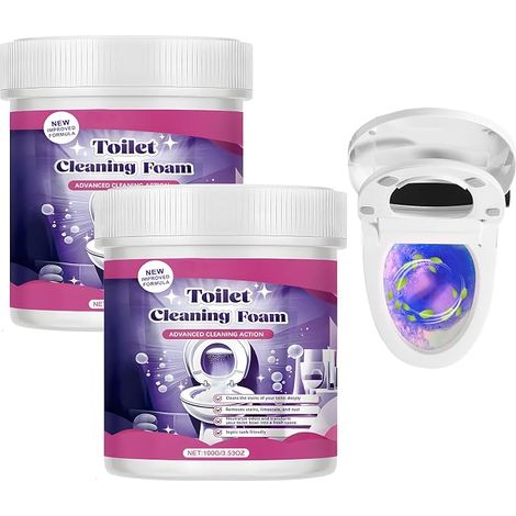 2 x Toilet Cleaning Foam 100g Toilet Cleaner Foam, Toilet Intensive Active Foam Effectively Removes Stains for Long-Lasting Freshness, Suitable for Toilets, Bathrooms, Bathrooms (1/5)