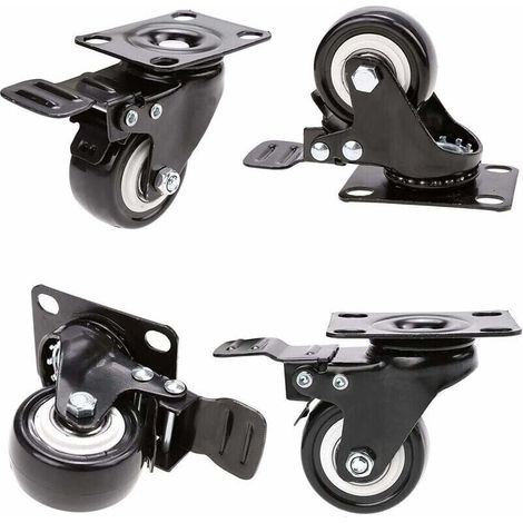 4 Roulettes pivotantes avec frein 50mm en Caoutchouc Castor Roues pour Meubles avec Capacit de 400kg, Roulette Sans Traces au Sol pour Charge Lourde - Roue en Caoutchouc pour ChariotNoir