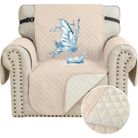 Sofaüberwurf 1 Sitzer wasserdicht, rutschfest, für Haustiere, beige (1/5)