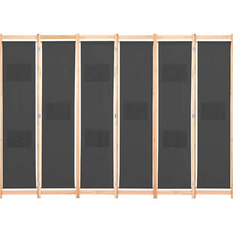 vidaXL Biombo divisor de 6 paneles de tela gris 240x170x4 cm (1/2)