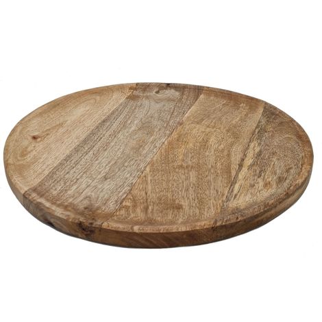 Mango Holz Tablett massiv - 38 cm - Deko Obst Servier Kerzen Geschenk Teller rund