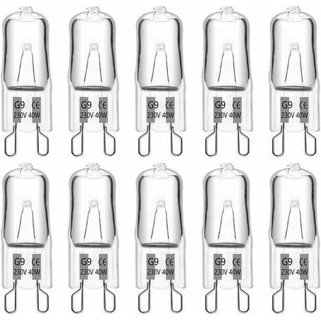 Ampoule Halogène G9 40W 230V, 480Lm 2900K Blanc Chaud Dimmable, Ampoules Capsules G9, Pour Lustres, Paysages, Appliques Murales, Éclairage D'Armoire, Paquet De 10Aec (1/5)