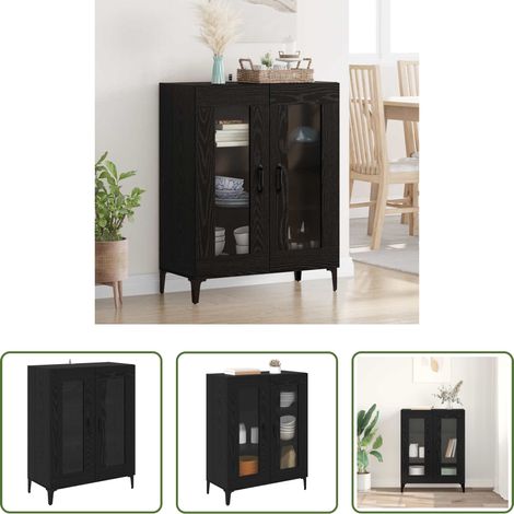Buffet moderne -  Buffet Chêne noir 69,5 x 34 x 90 cm Bois d'ingénierie et fer (1/5)