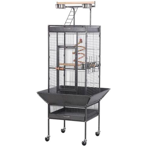 [JAMAIS UTILISÉ] Homevive Jaula para Pájaros Jaulas Grandes para Canarios Loros Jaula Metal Grande 64 x 64 x 157 cm Negro