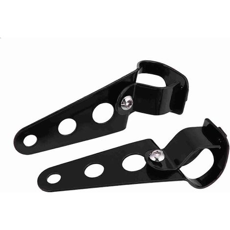 1 paire de supports de phare de moto en acier inoxydable, fixations de fourche, petites béquilles (noires)