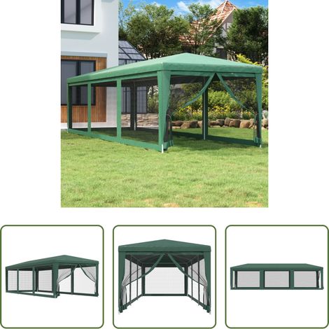 Tente d'événement -  Tente de fête avec 8 parois latérales en maille Vert 3x9 m PEHD (1/5)