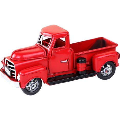 Camion Rouge de Noël Vintage - Modèle Métallique Décoration de Table pour Cheminée et Étagère (1/5)