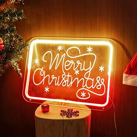 3018cm LED néon, carré Joyeux Noël néon, alimenté par USB lettre acrylique plaque cadre lumineux, décoration de Noël (1/4)