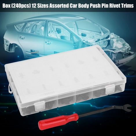 240 pièces 12 dimensions assorties clips de finition voiture rivets à pousser pare-chocs panneau de porte retenues avec tournevis (1/5)