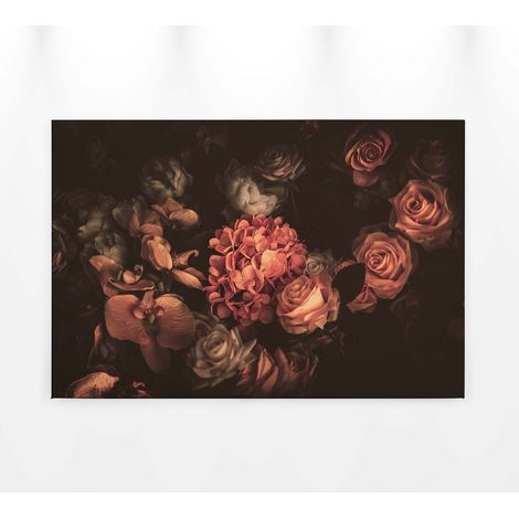 Tableau fleurs colorées pour chambre élégant | Tableau style anglais motif fleur | Tableau sur toile idéal couloir & entrée - 0,9 x 0,6 m (1/5)