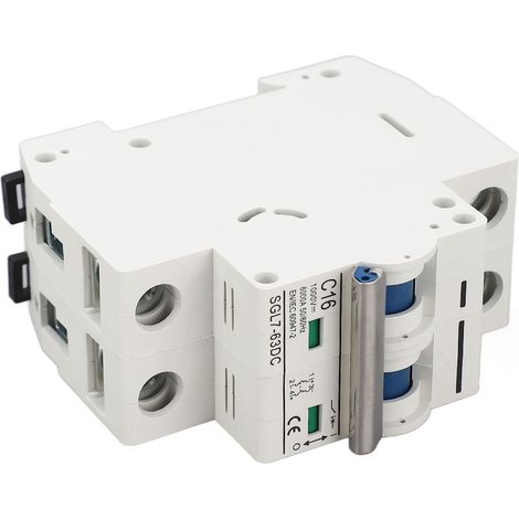 Disjoncteur miniature DC1000V 16A, interrupteur d'isolement solaire bipolaire, unité de déclenchement thermomagnétique, montage sur rail DIN C16 pour systèmes photovoltaïques solaires. (1/5)