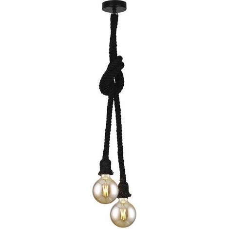 Colgante 2 luces modelo Rope acabado negro, 120cm(alto) 10cm(ancho) 10cm(fondo. (1/2)