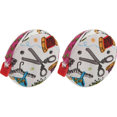 2Pcs Soft Tape Measure Easy Reading Round Button Shape Portable Measuring Tape for Body Measurement SewingColored (1/5)