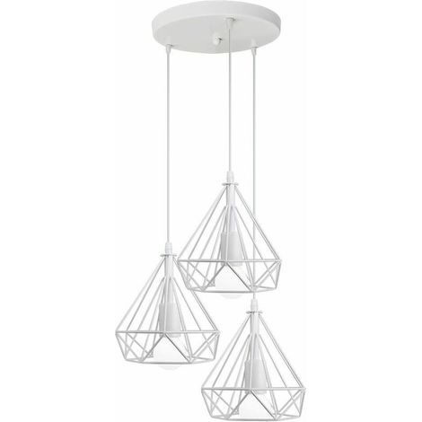 Lustre Suspension Luminaire Industrielle Géométrie Nid Style Diamant Blanc , Lampe de Plafond Vintage Abat-Jour pour Restaurant Bar Café BLOW (1/4)