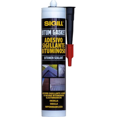 Sigill - Bitum Gasket, 300 ml, Adesivo Sigillante Elastoplastico Impermeabilizzante per Riparazioni su Membrane Bituminose, Flessibile anche su Superfici Bagnate, Aderisce a Cemento, Tegole e Lamiere (1/4)