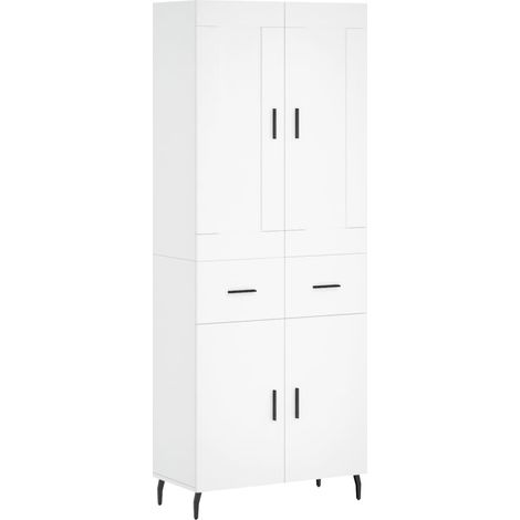 Credenza cassettiera mobile contenitore organizer cucina soggiorno salotto alto 695 x 34 x 180 cm legno ingegnerizzato bianco 020032714