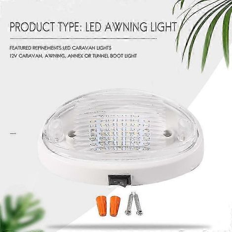 12V LED-Leuchte mit Schalter für Wohnmobil, Boot, Markise, Vorzelt, Kofferraum, Weiß, Autobahn