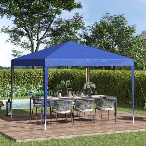 Tente pliante 3x3m hauteur réglable 3 niveaux auvent anti-UV sac transport, bleu